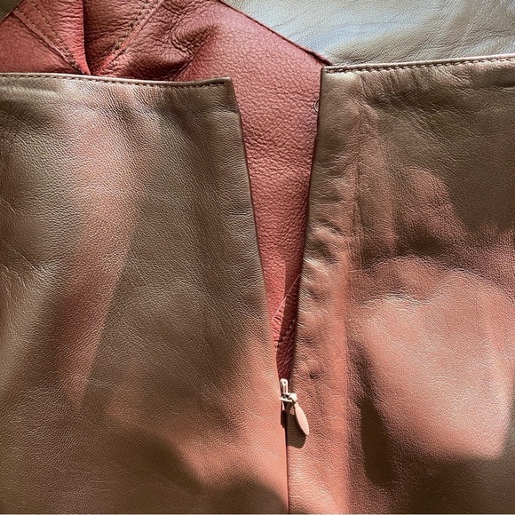 NWT GSTQ Leather Wrap Skirt Merlot Asymmetrical Size Large (L) - Picture 11 of 15